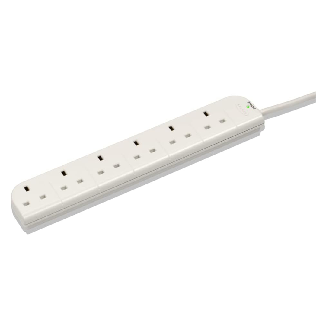 وصلة تمديد بيلكين E Series 6 Plug SurgeStrip Surge المحمية - أبيض وصلة تمديد بيلكين E Series 6 Plug SurgeStrip Surge المحمية - أبيض
